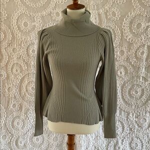Stitch Drop Elegant Peplum Olive Green Turtleneck Sweater stunning & Unique